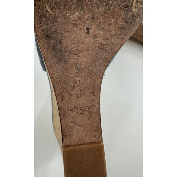 Veronica Beard Dali Woven Platform 8M Cork Wedge Sandals Blue Braided Leather - Picture 3 of 8